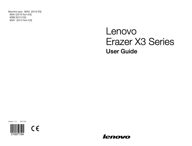 Page 1 de la notice Manuel utilisateur Lenovo Erazer X310
