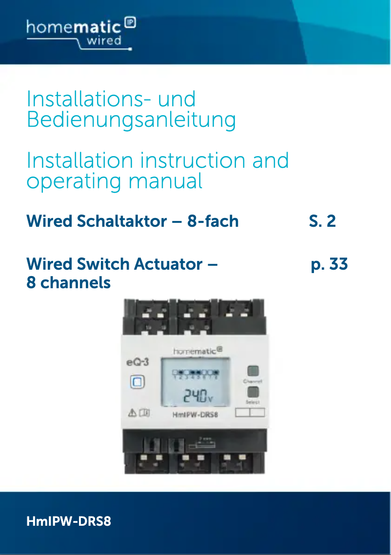Page n°1 - Manuel utilisateur Homematic IP HMIPW-DRS8
