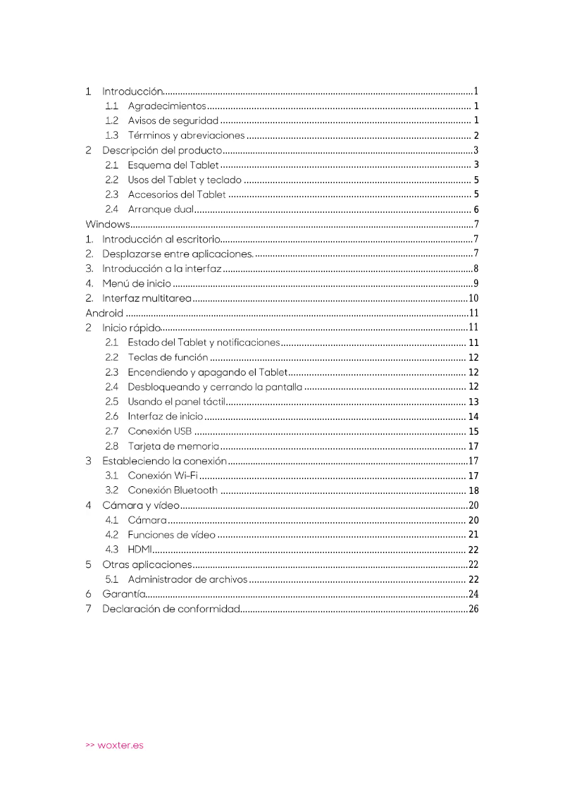 Page n°1 - Manuel utilisateur Woxter ZEN 10