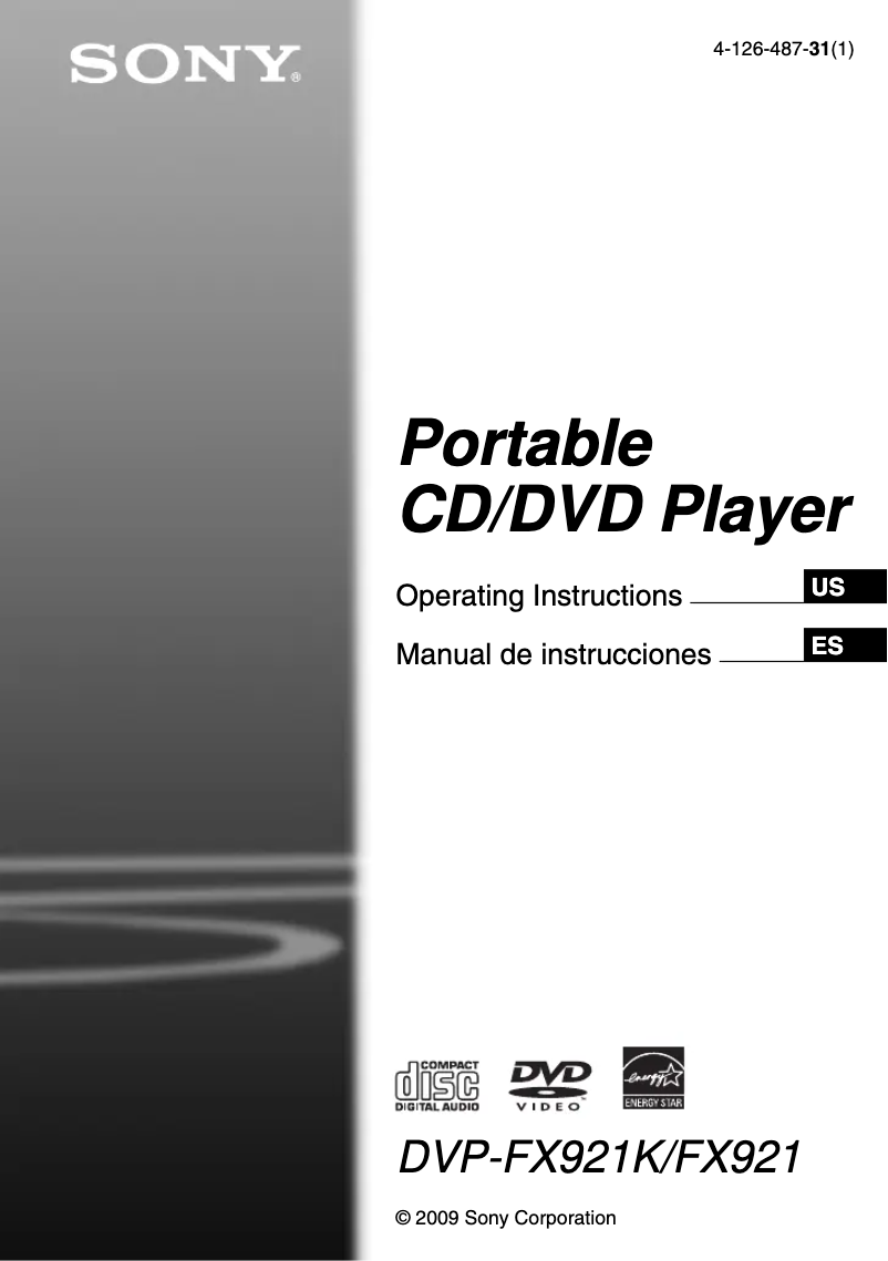 Page n°1 - Manuel utilisateur Sony DVP-FX921