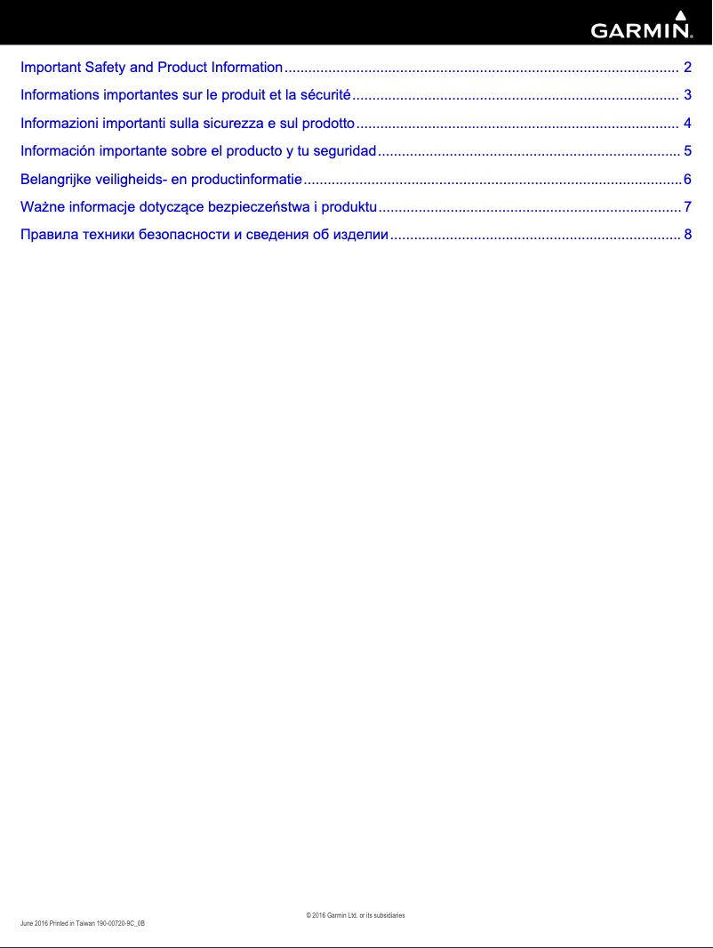 Page 1 de la notice Instructions de sécurité Garmin Delta Smart