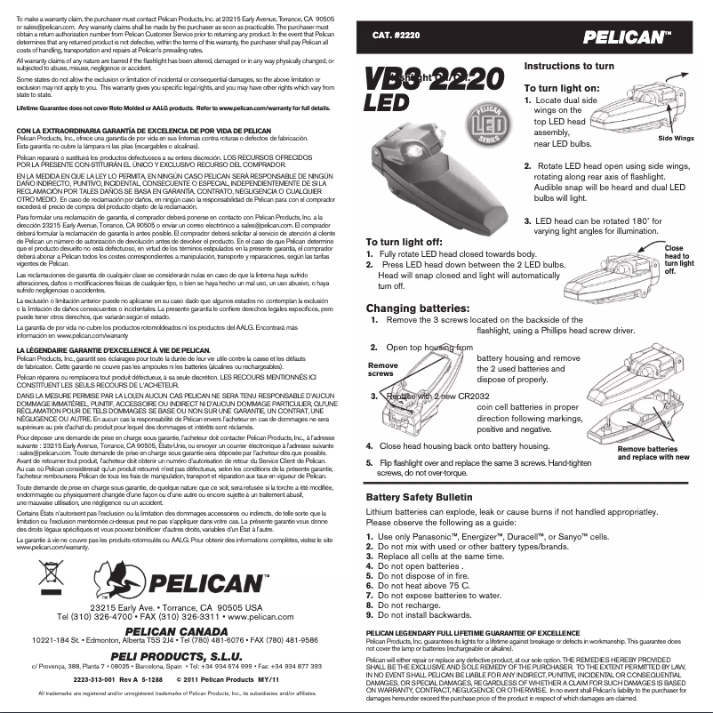 Página 1 del manual Manual de usuario Pelican VB3 2220