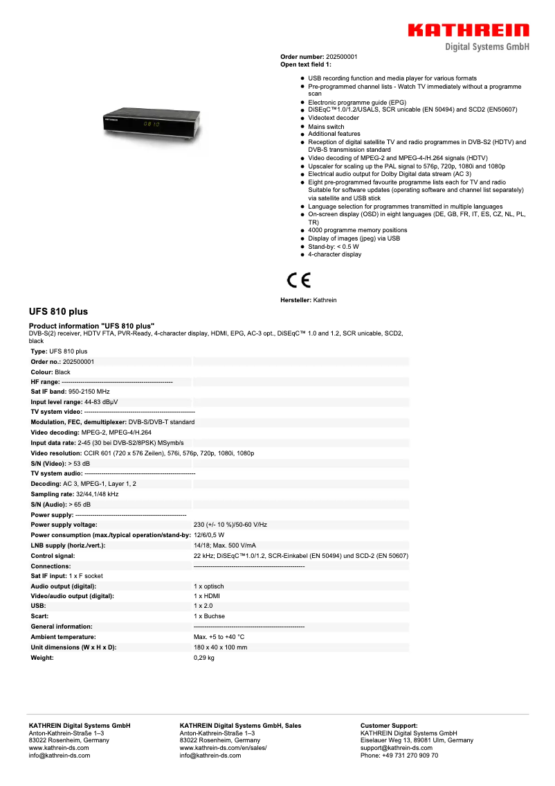 Image de la première page du manuel de l'appareil UFS 810 plus