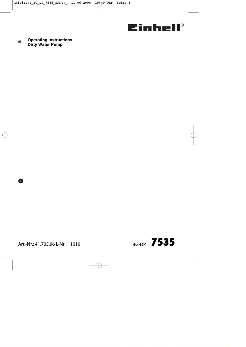 Page n°1 - Manuel utilisateur Einhell BG-DP 7535