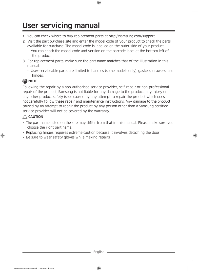 Page 1 de la notice Manuel utilisateur Samsung RL33N321MSS