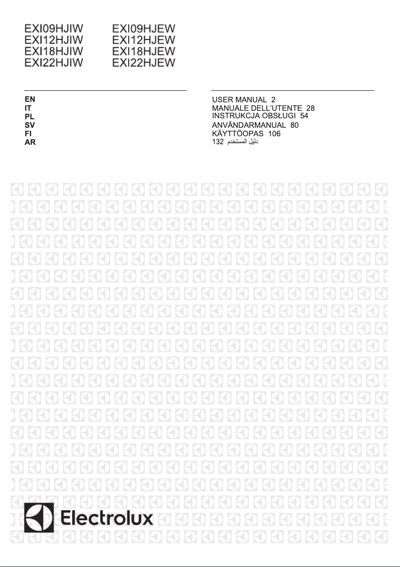 Page 1 de la notice Manuel utilisateur Electrolux EXI18HJEWE