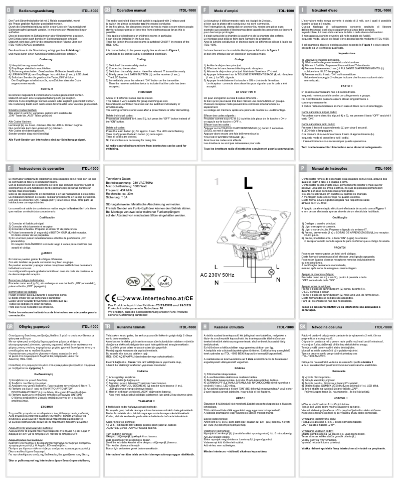 Page n°1 - Manuel utilisateur Intertechno ITL-500