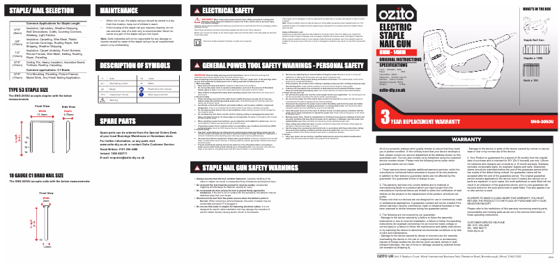 Image de la première page du manuel de l'appareil SNG-2050U