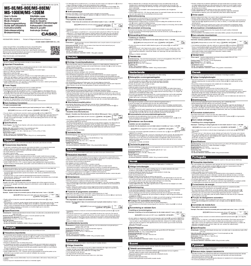 Page 1 de la notice Manuel utilisateur Casio MS-80E