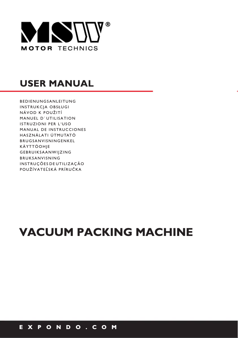 Image de la première page du manuel de l'appareil MSW-RVPM-1200