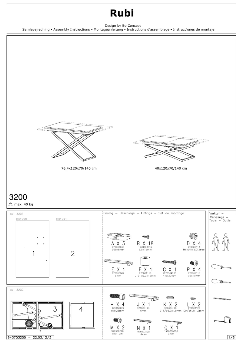 Page 1 de la notice Manuel utilisateur BoConcept Rubi