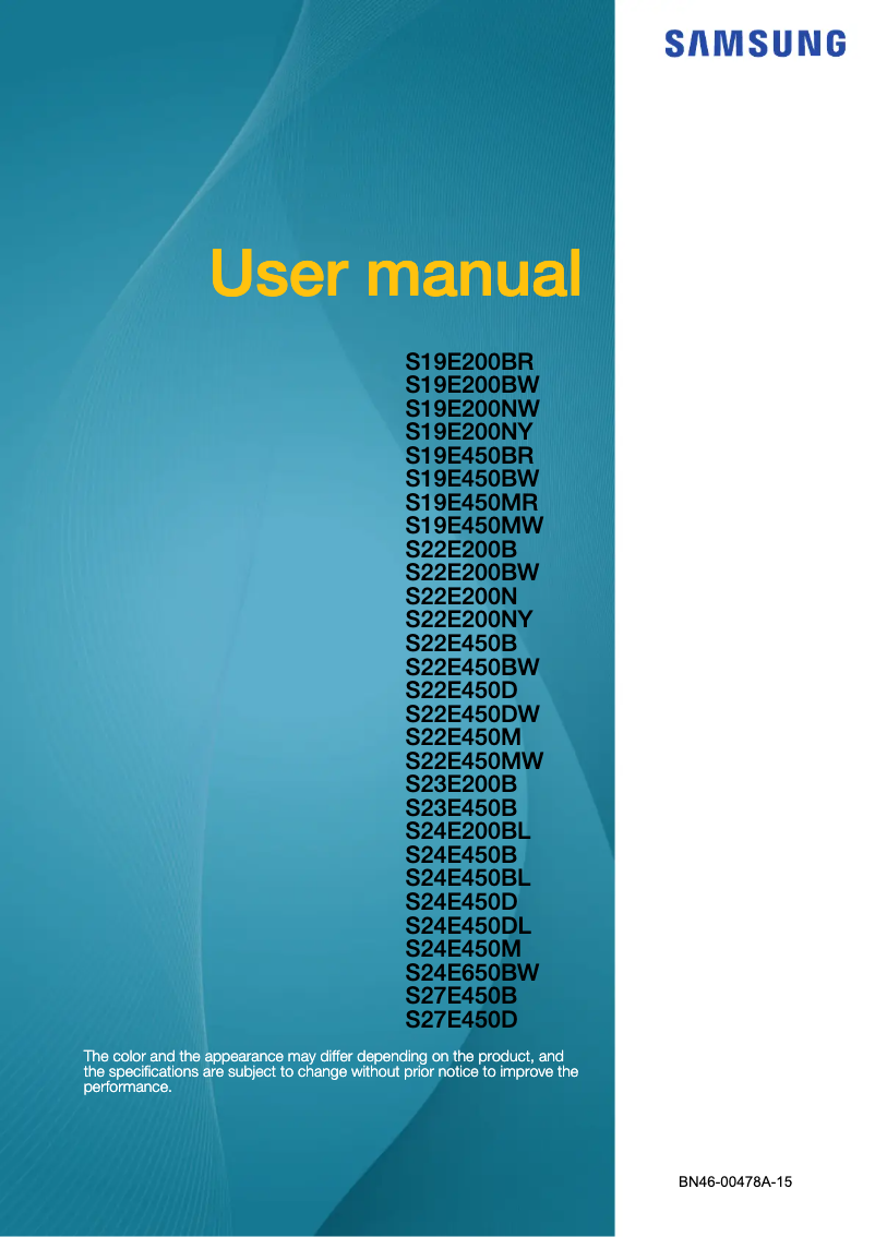Page 1 de la notice Manuel utilisateur Samsung LS27E45KBH/EN