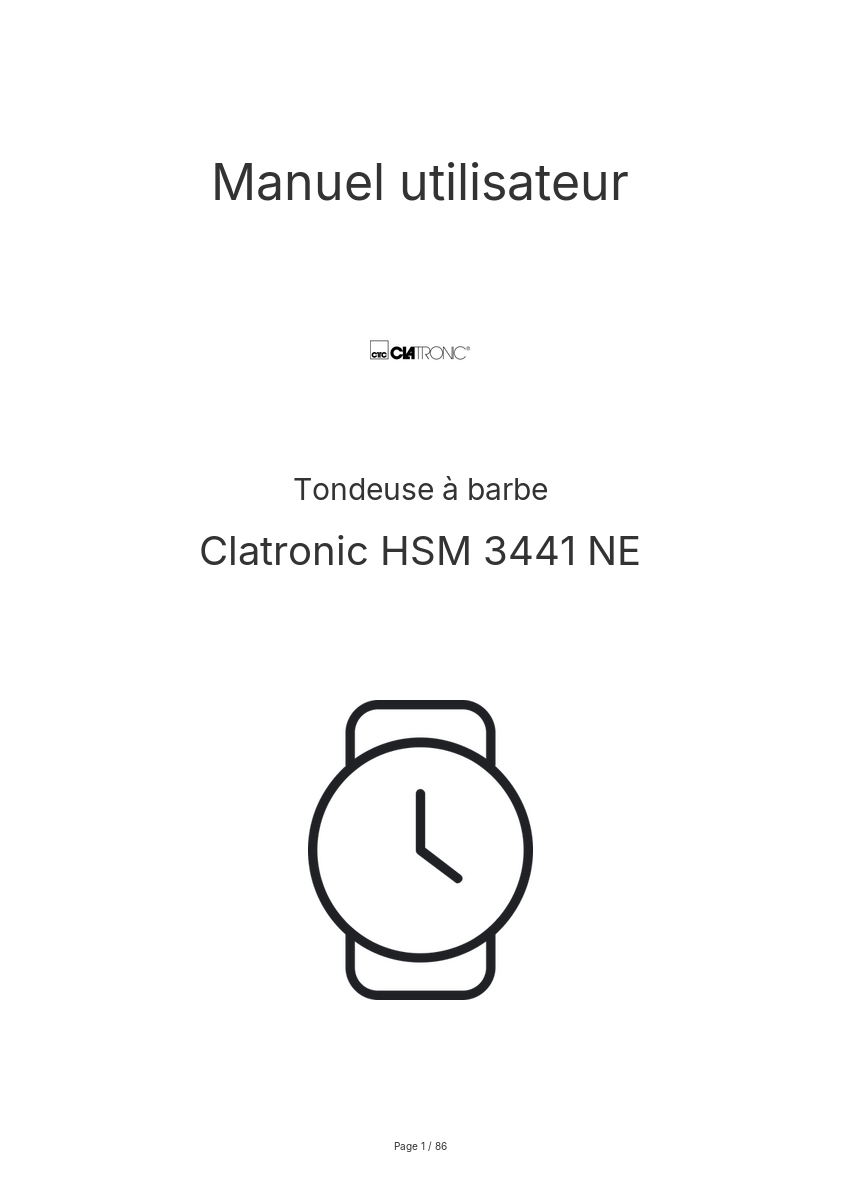 Page n°1 - Manuel utilisateur Clatronic HSM 3441 NE