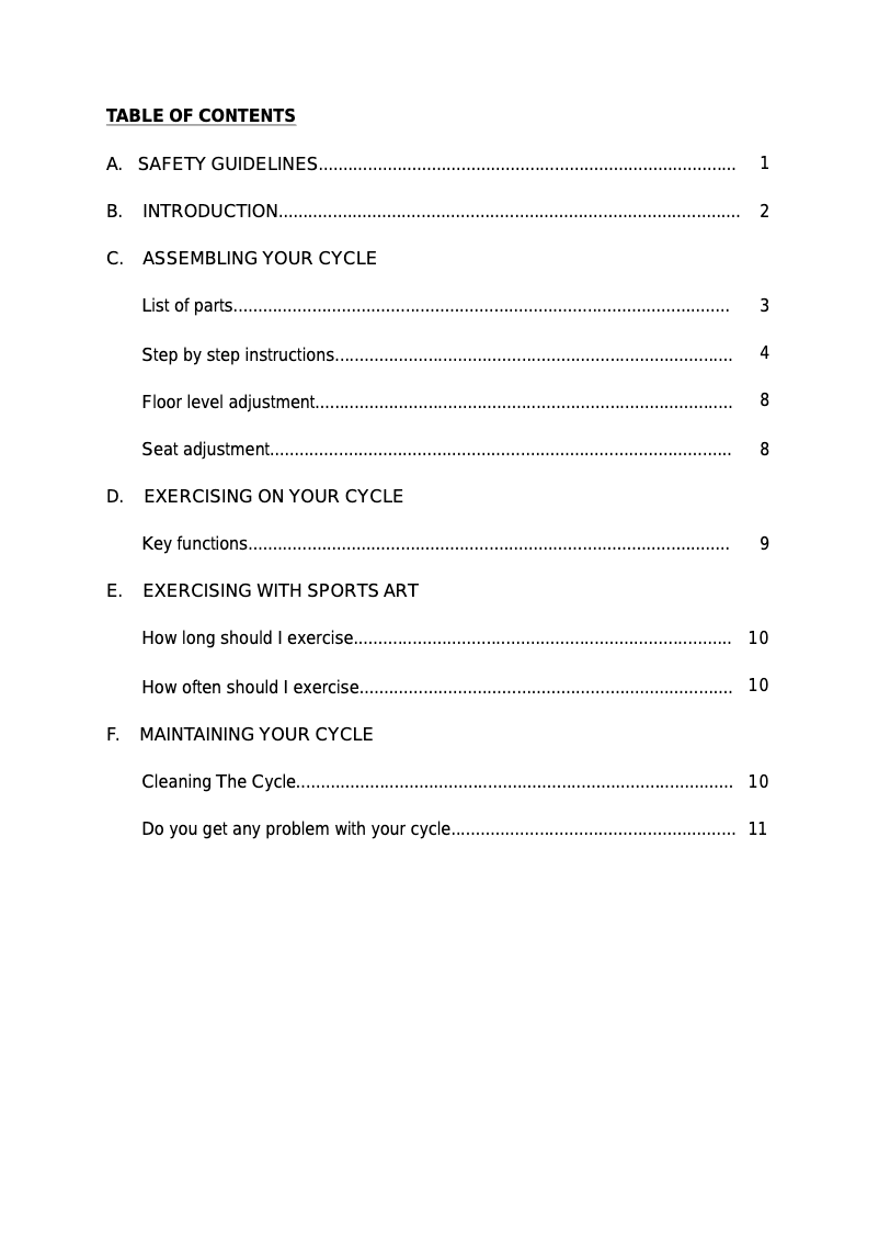 Page 1 de la notice Manuel utilisateur SportsArt 506