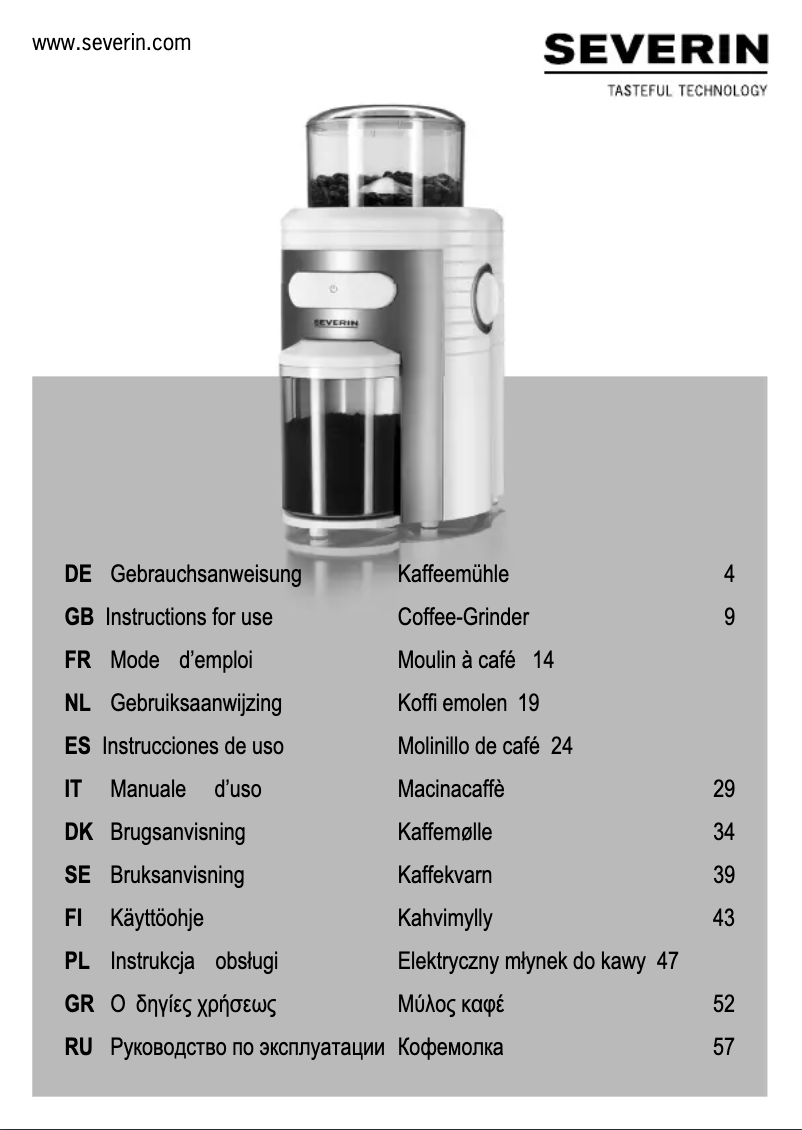 Page 1 de la notice Manuel utilisateur Severin KM 3873