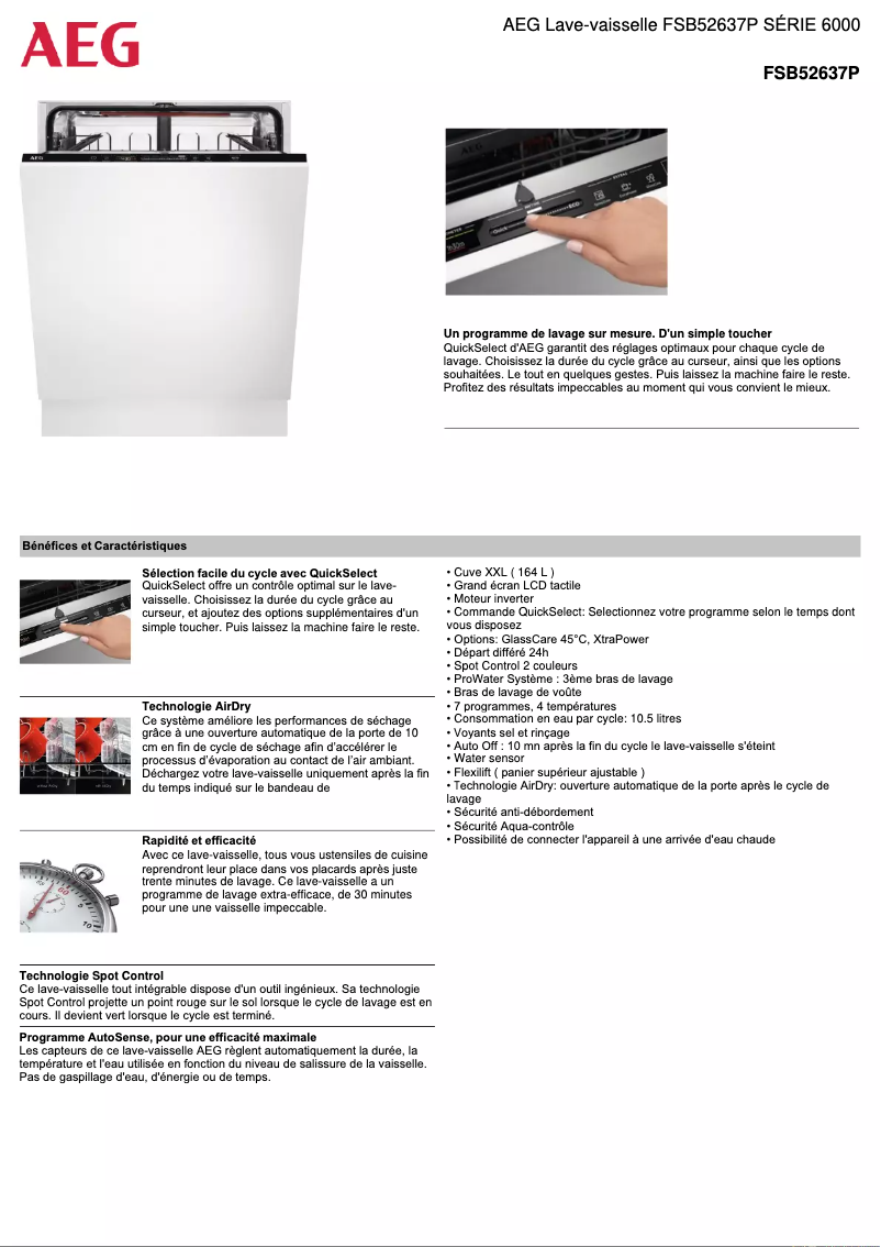 Página 1 del manual Ficha técnica AEG FSB52637P