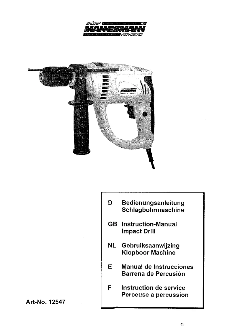 Page n°1 - Manuel utilisateur Brüder Mannesmann M12547