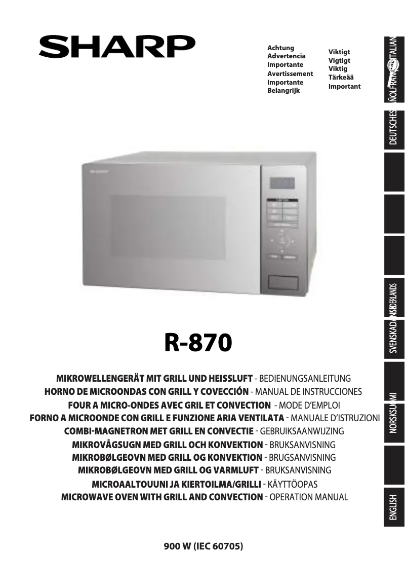 Page 1 de la notice Manuel utilisateur Sharp R-870KM
