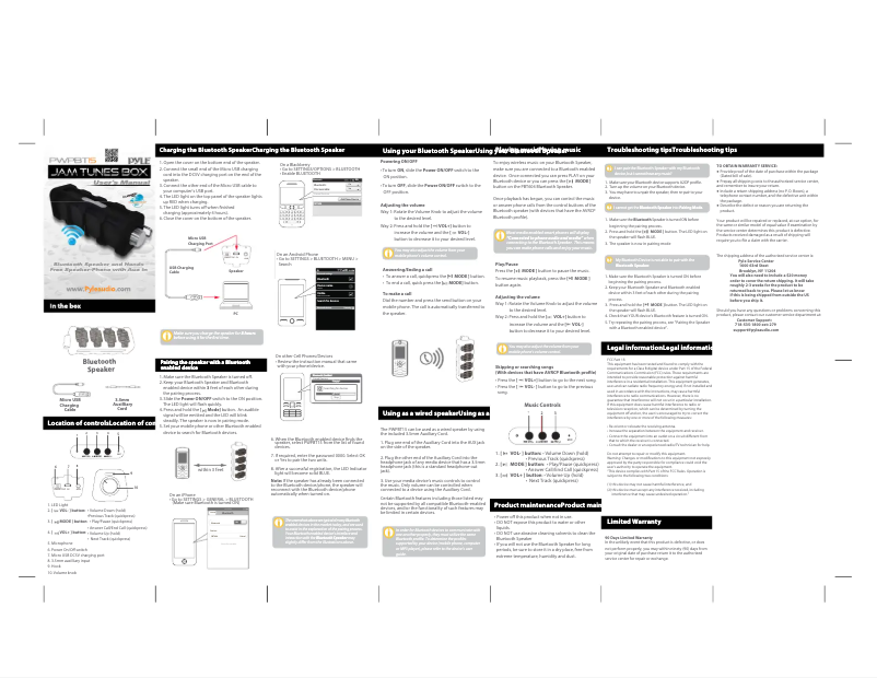 Page n°1 - Manuel utilisateur Pyle PWPBT15