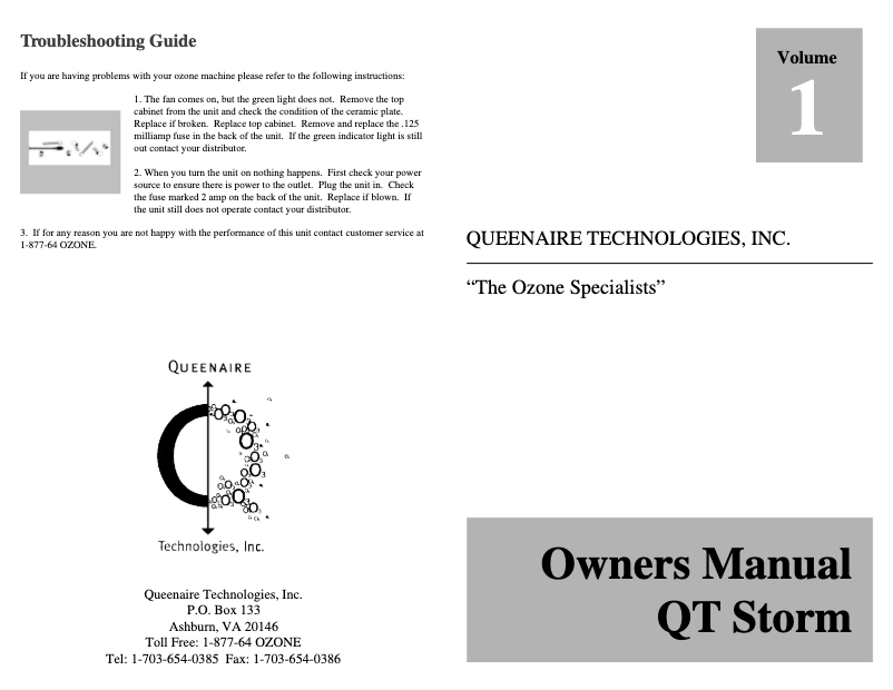 Page n°1 - Manuel utilisateur Queenaire QT Storm QTSV