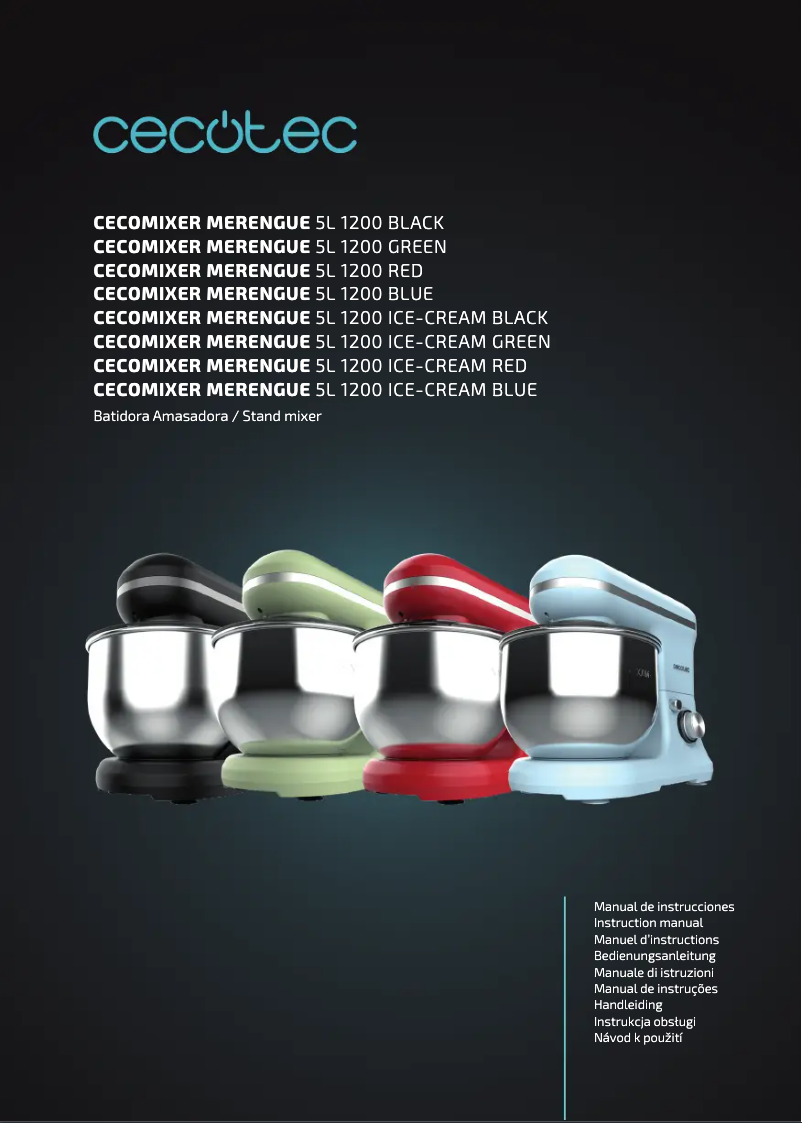 Page 1 de la notice Manuel utilisateur Cecotec Cecomixer Merengue 5L 1200 Ice-Cream