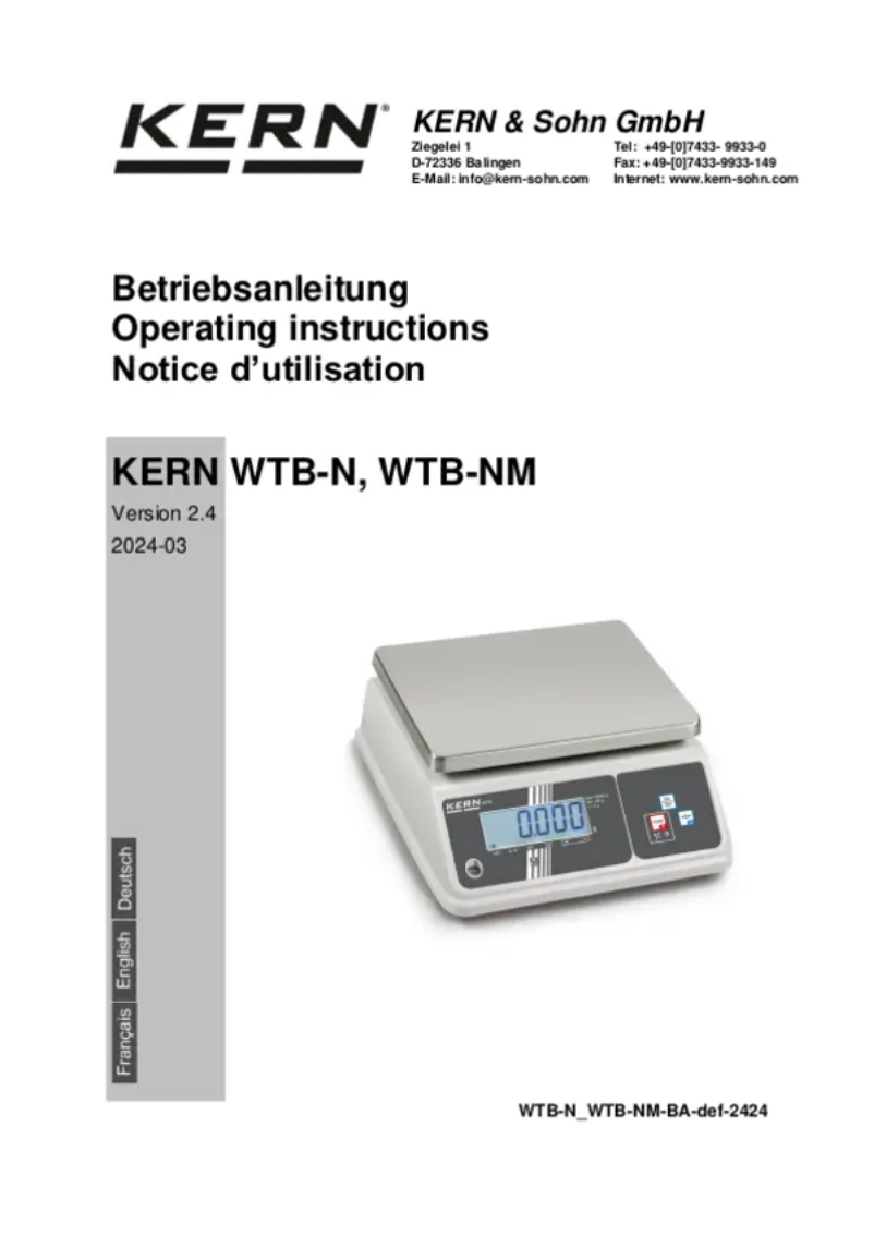 Página 1 del manual Manual de usuario Kern WTB 3K-4N