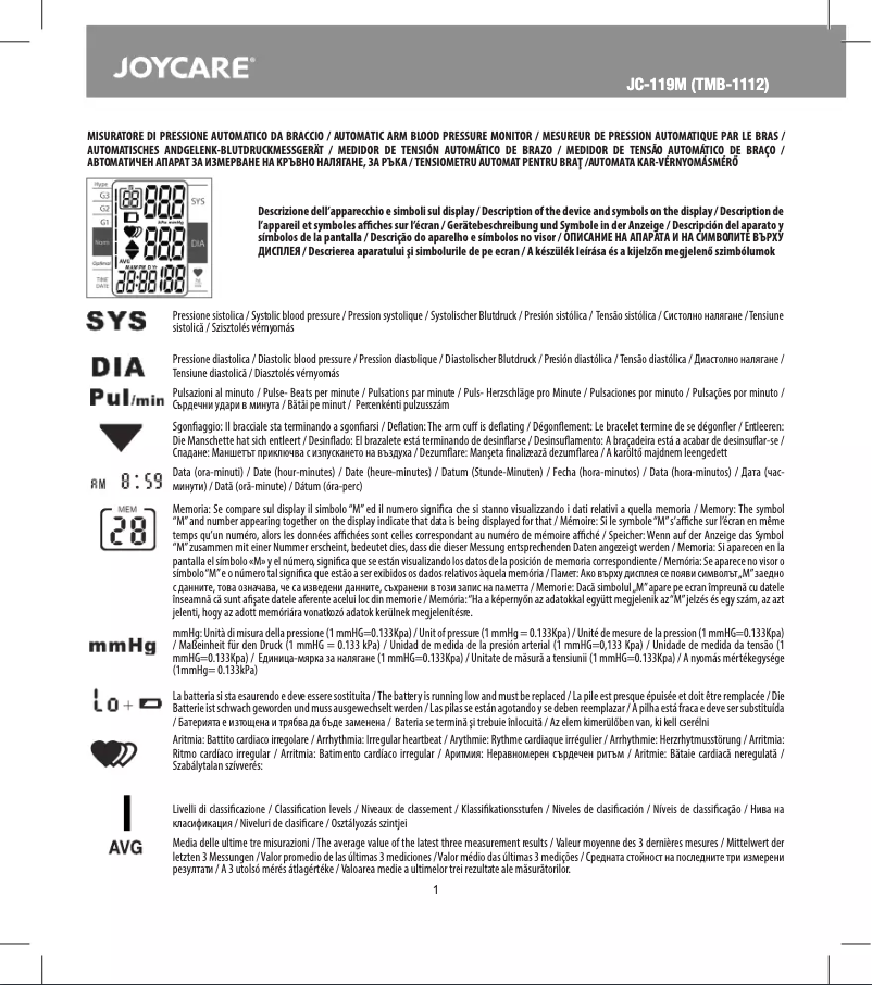 Página 1 del manual Manual de usuario Joycare JC-119M