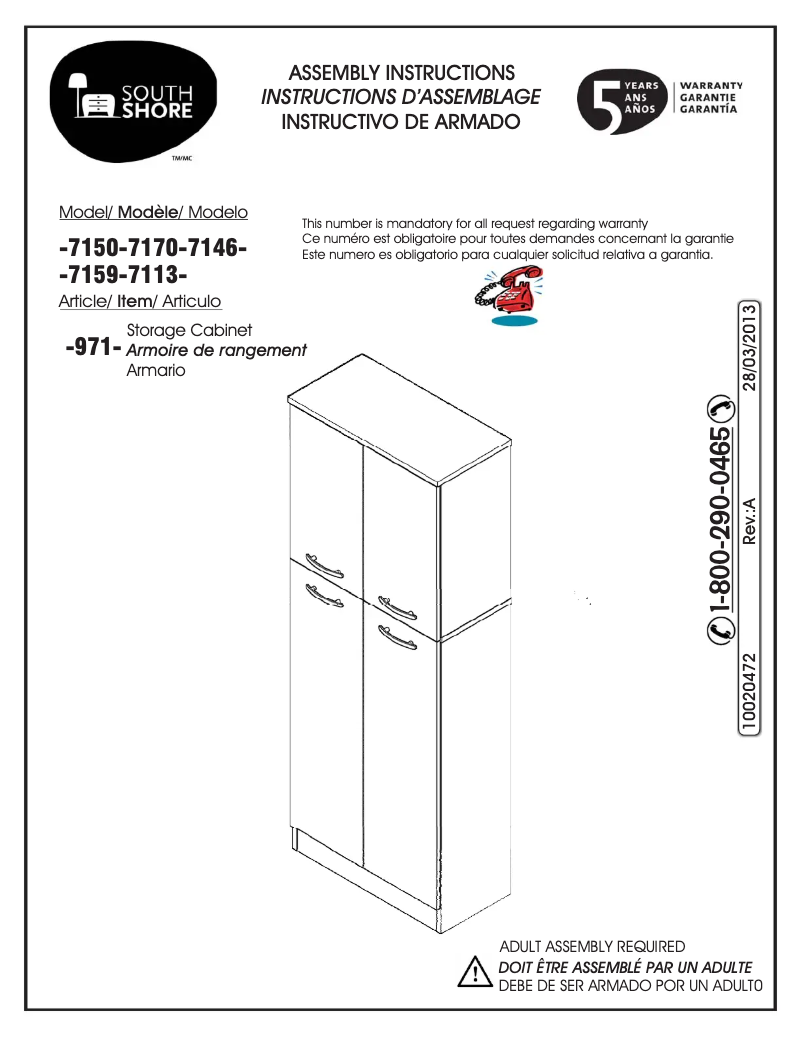 Page n°1 - Manuel utilisateur South Shore Fiesta 7146