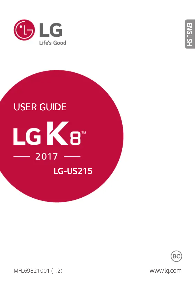 Page 1 of the manual User Manual LG K8 2017