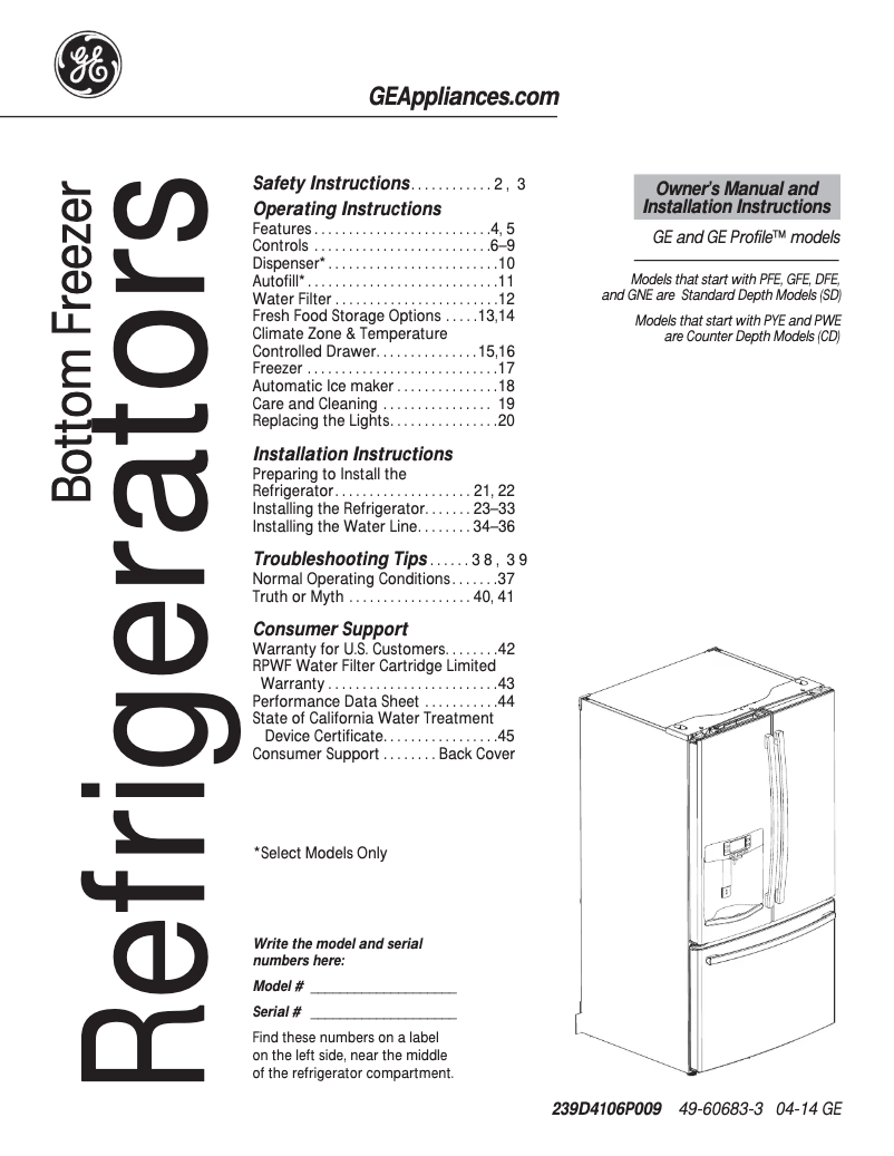 Page 1 de la notice Guide d'installation Adora DFE29JMDES