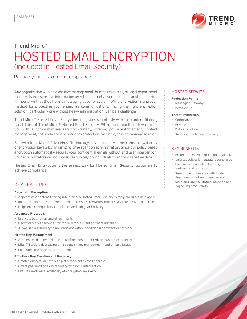 Page n°1 - Manuel utilisateur Trend Micro Hosted Email Encryption