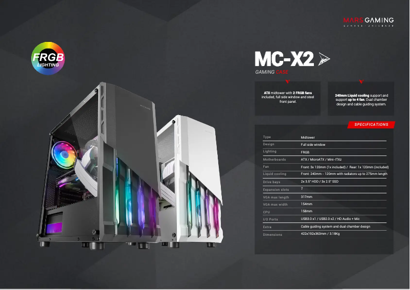 Página 1 del manual Ficha técnica Mars Gaming MC-X2