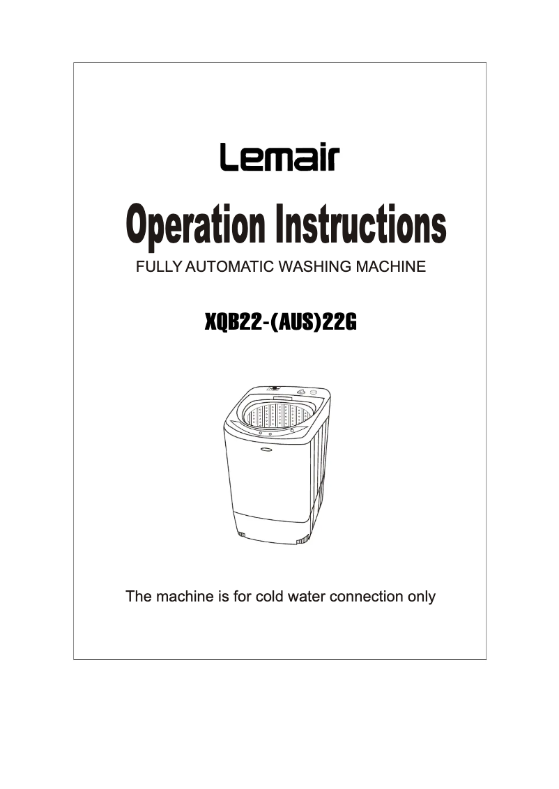Page n°1 - Manuel utilisateur Lemair XQB22