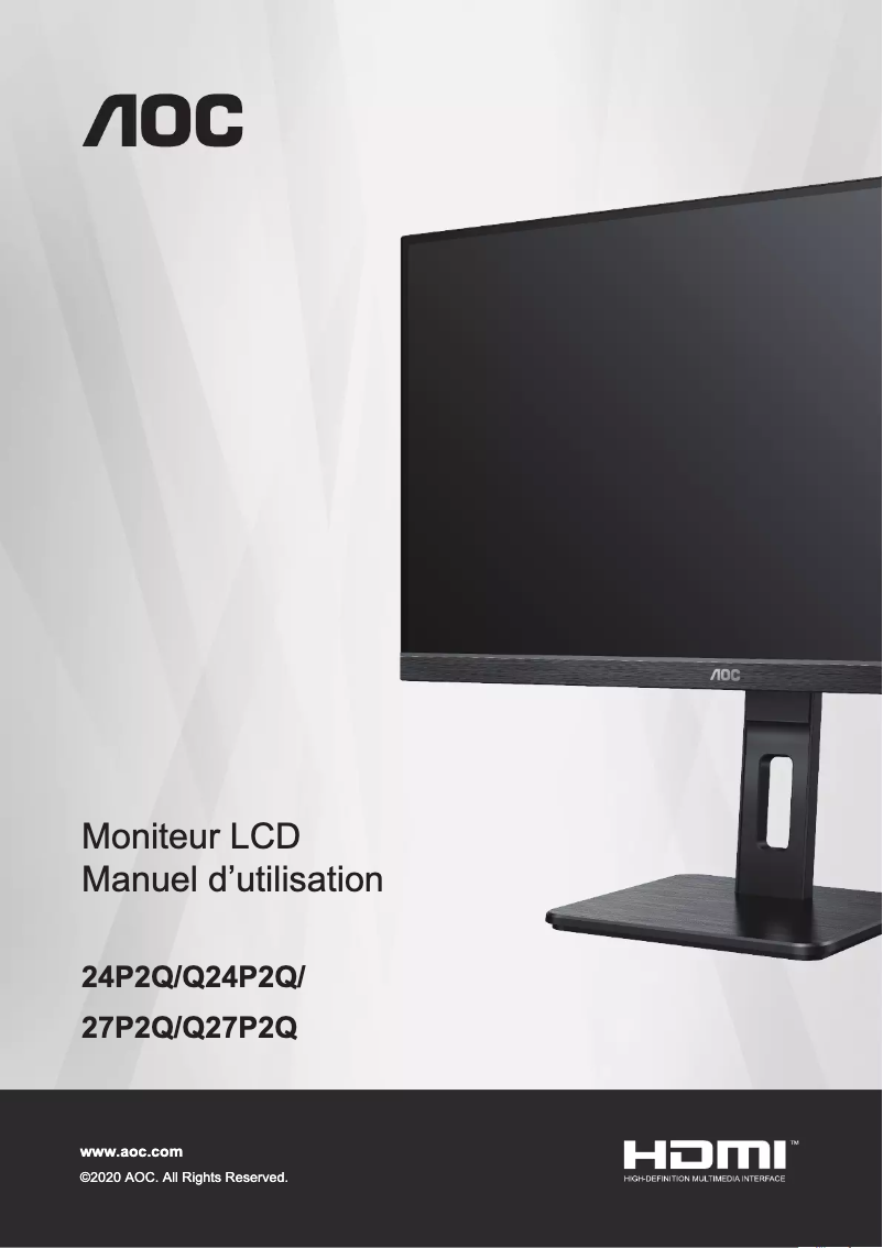 Page 1 de la notice Manuel utilisateur AOC Q27P2Q