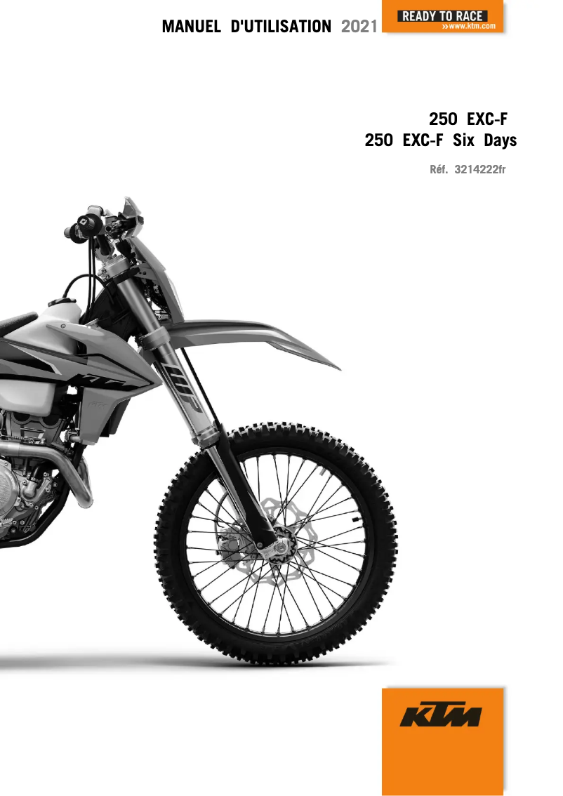 Page 1 de la notice Manuel utilisateur KTM 250 EXC-F (2021)