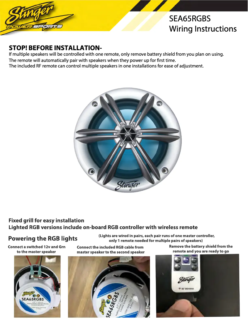 Page 1 de la notice Manuel utilisateur Stinger SEA65RGBW
