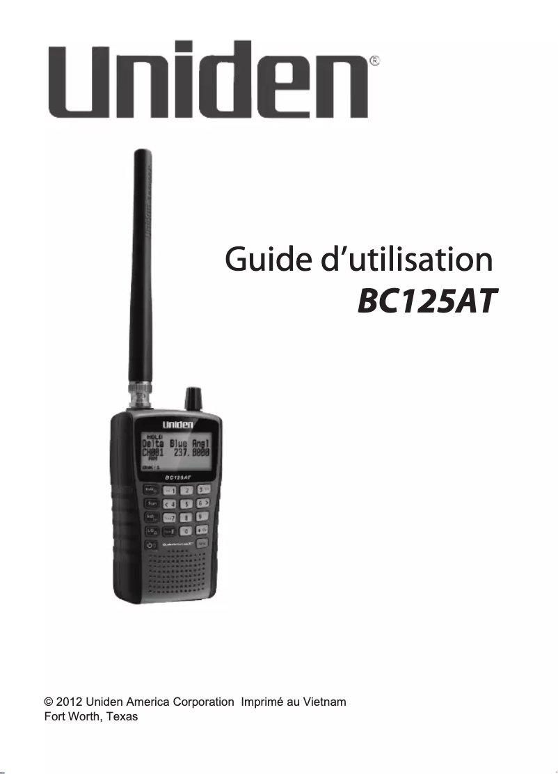 Page n°1 - Manuel utilisateur Uniden BC125AT