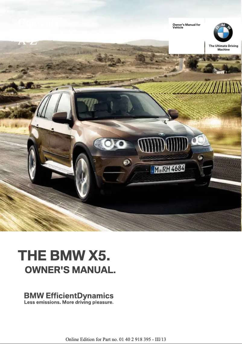 Page 1 de la notice Manuel utilisateur BMW X5 (2013)