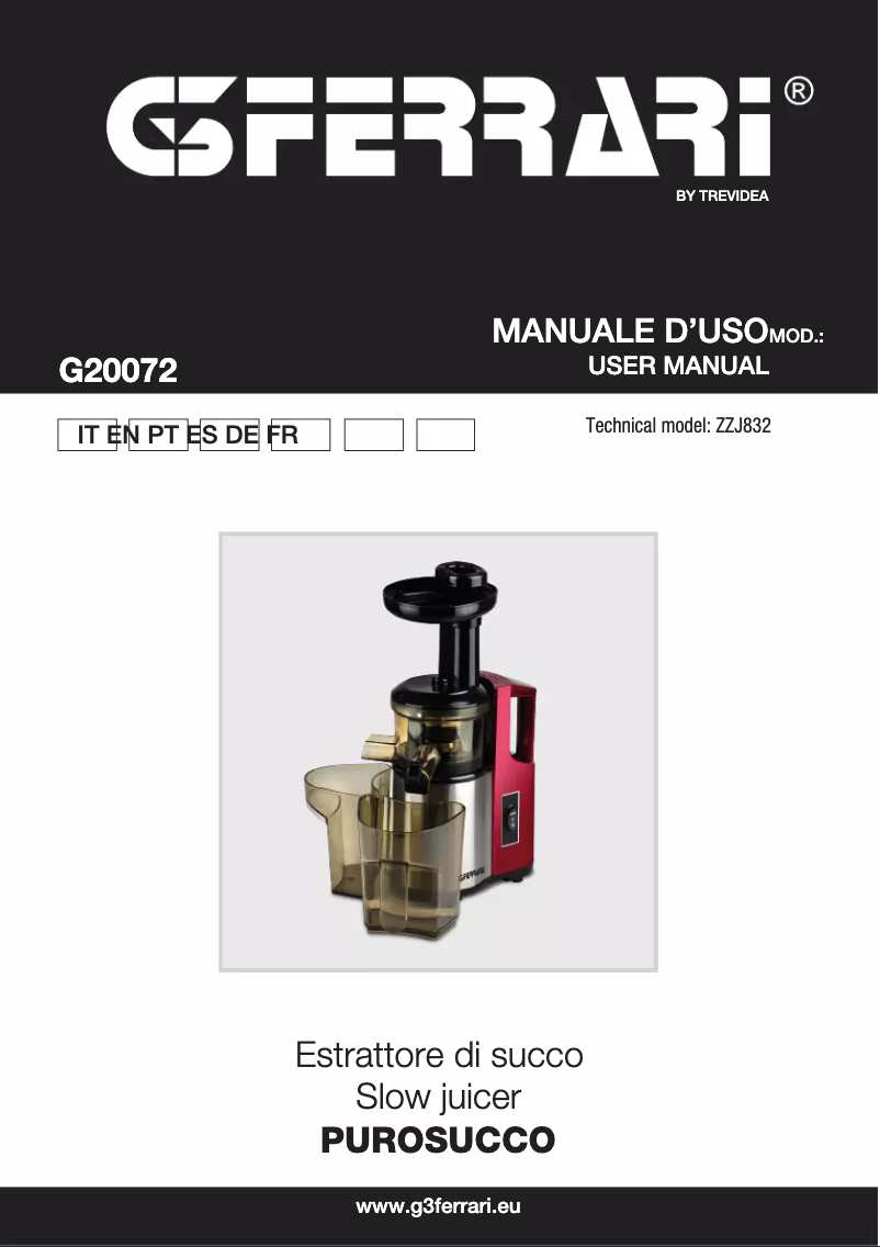 Page 1 de la notice Manuel utilisateur G3 Ferrari Purosucco G20072