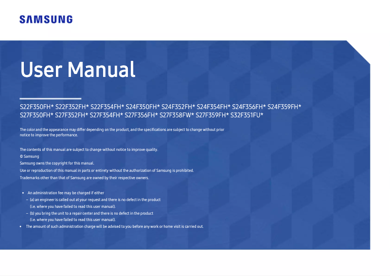 Image de la première page du manuel de l'appareil S27F350FHW