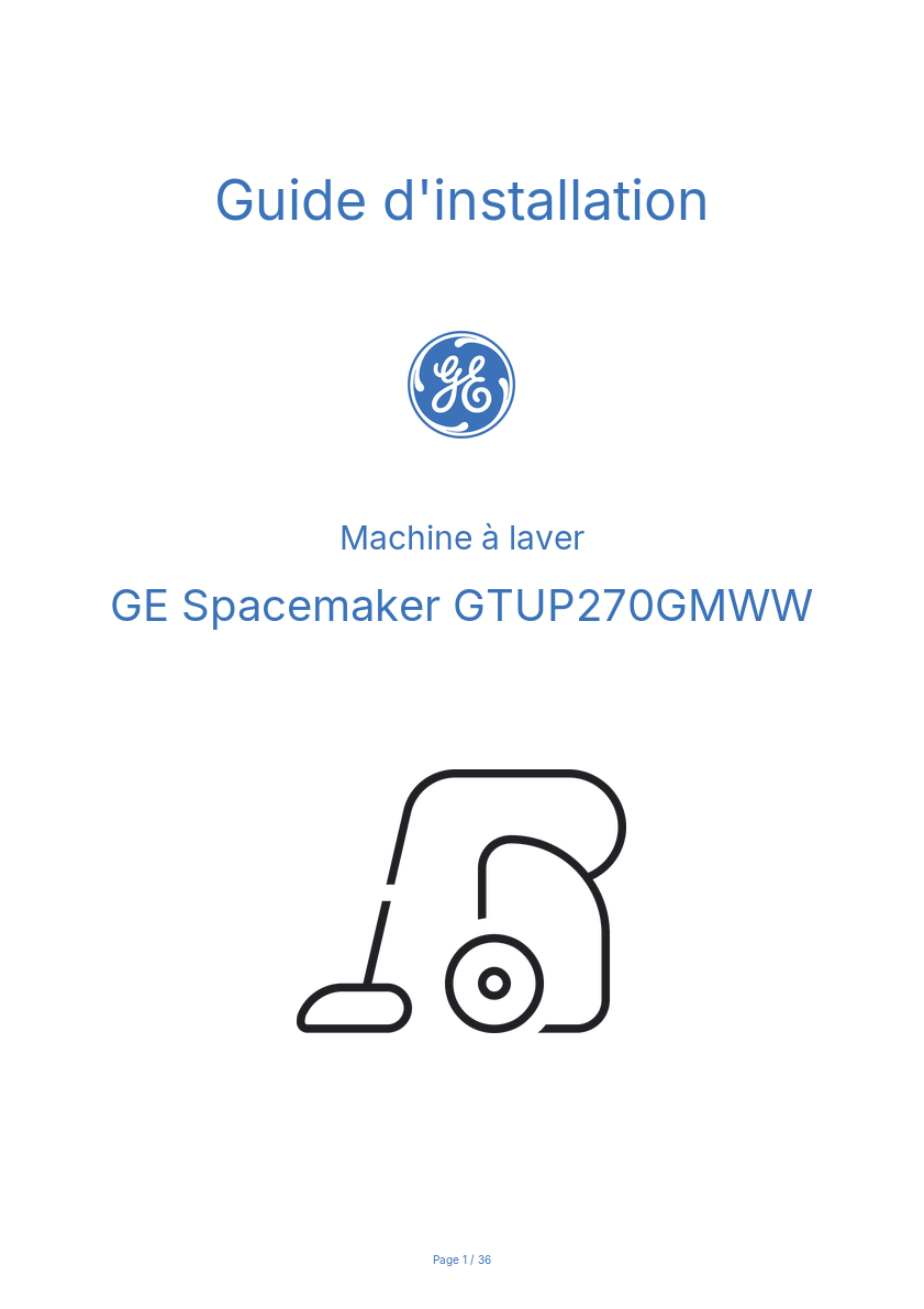 Image de la première page du manuel de l'appareil Spacemaker GTUP270GMWW