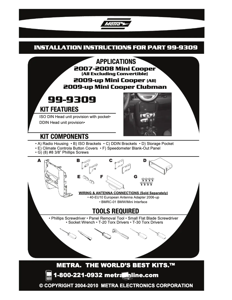 Page 1 de la notice Manuel utilisateur Metra 99-9309