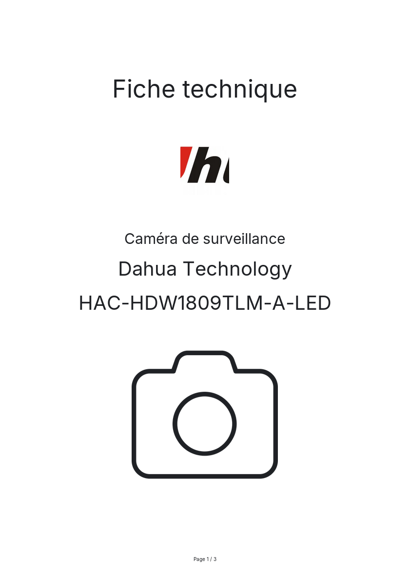 Image de la première page du manuel de l'appareil HAC-HDW1809TLM-A-LED