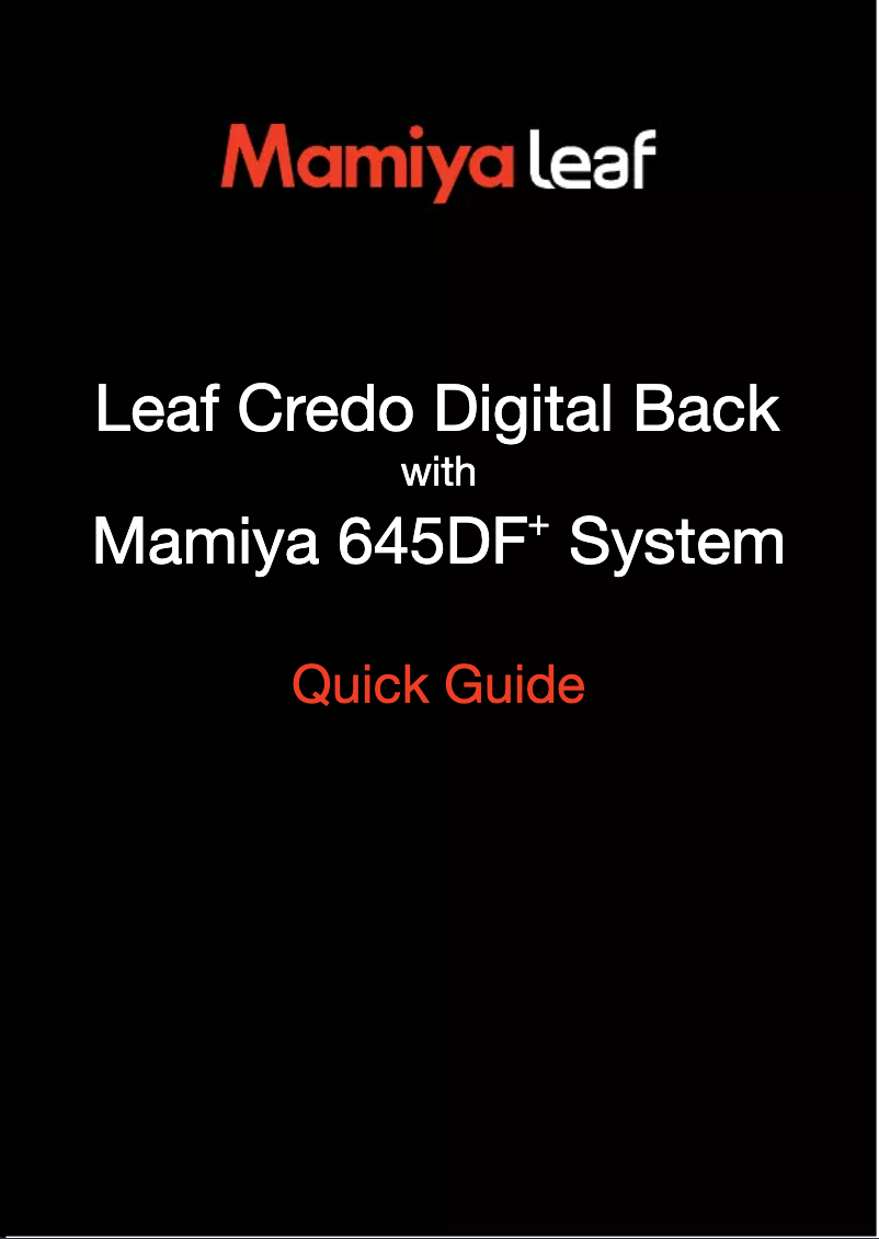 Page n°1 - Manuel utilisateur Mamiya Credo 2.5