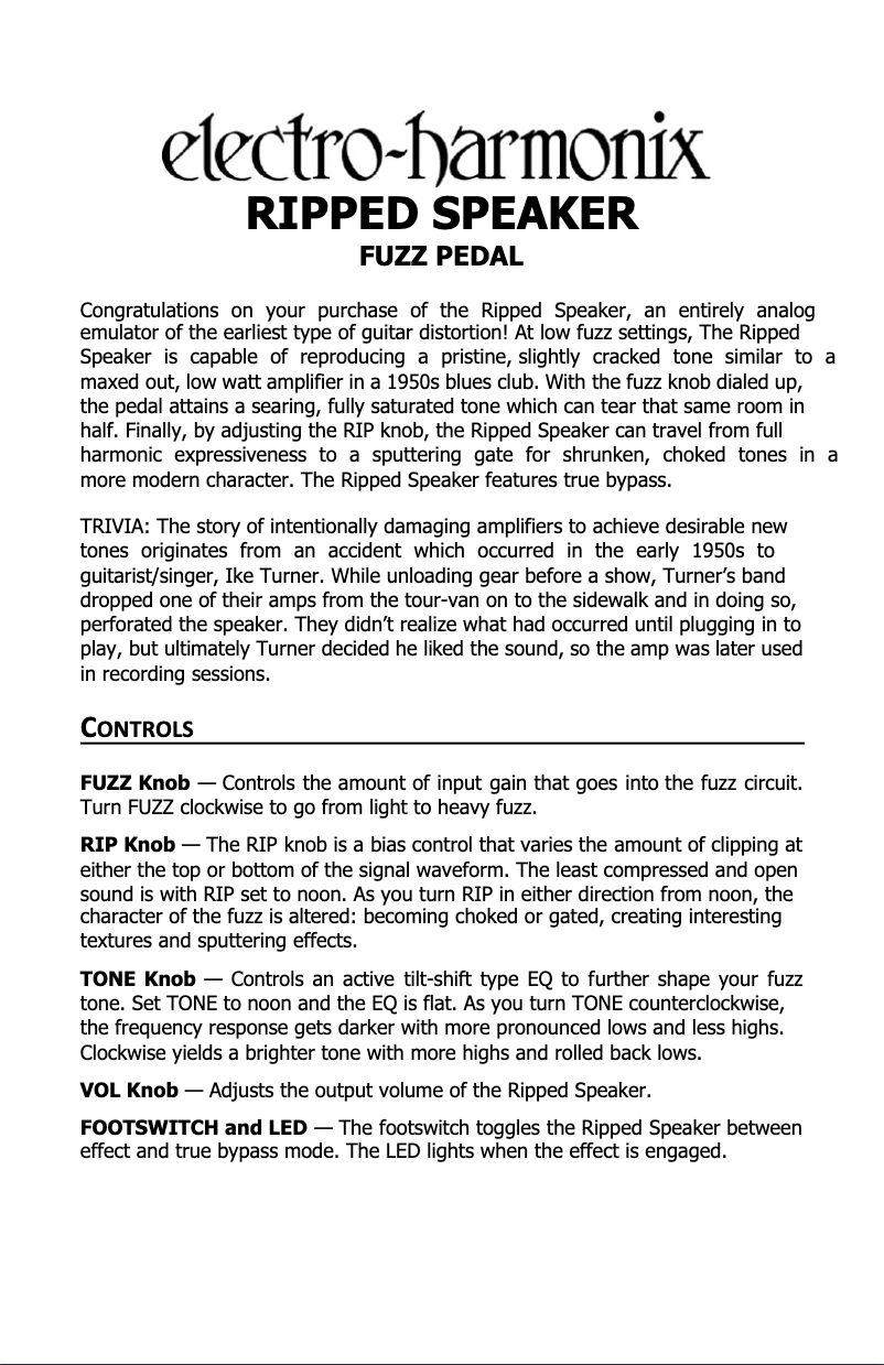 Image de la première page du manuel de l'appareil Ripped Speaker