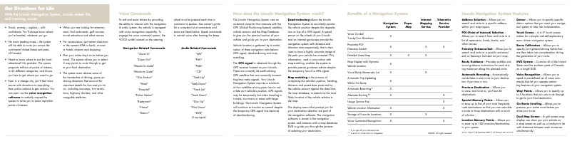 Page 1 of the manual Quick Start Guide Lincoln Navigator (2006)