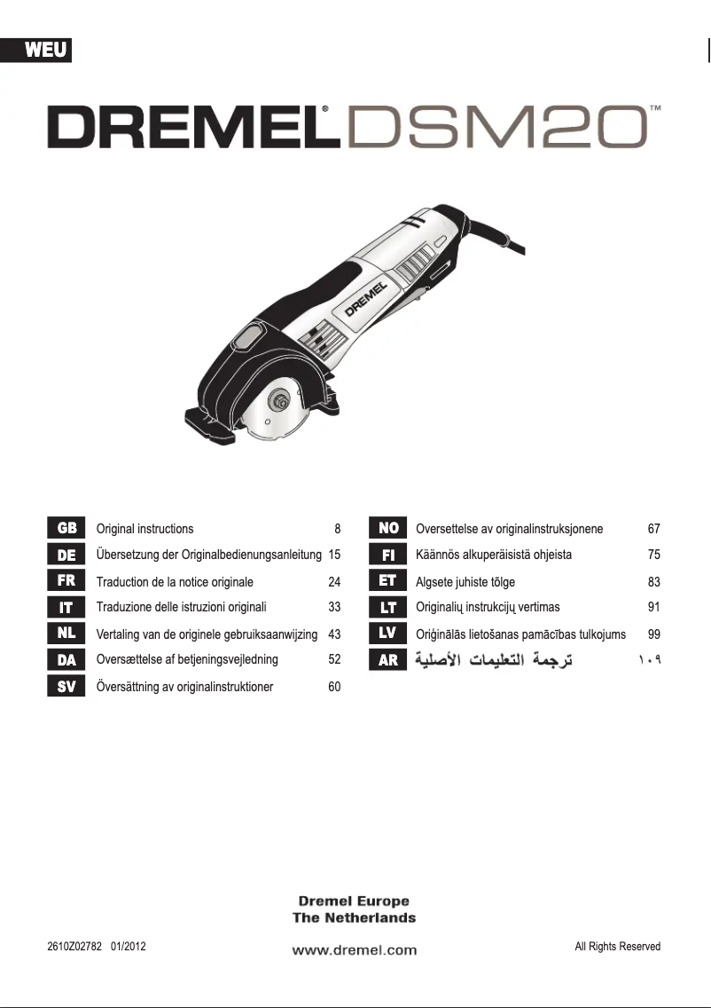 Page 1 de la notice Manuel utilisateur Dremel DSM20-3/4