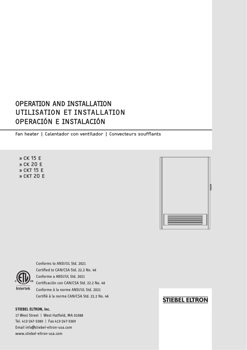 Page n°1 - Manuel utilisateur Stiebel Eltron CK Trend