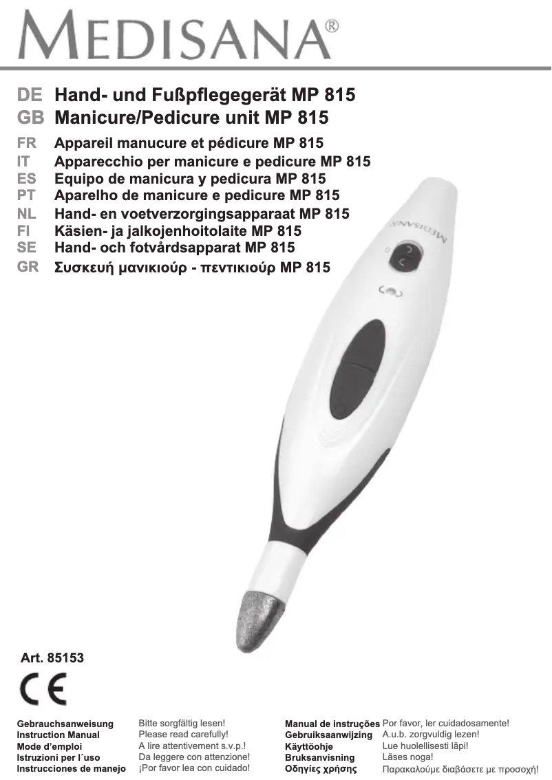 Page 1 de la notice Manuel utilisateur Medisana MP 815