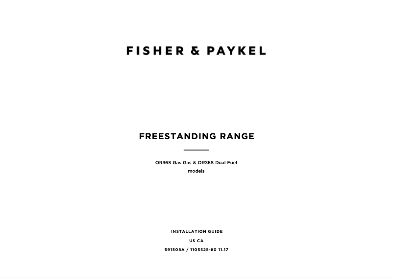 Página 1 del manual Guía de instalación Fisher & Paykel OR36SDG6X1